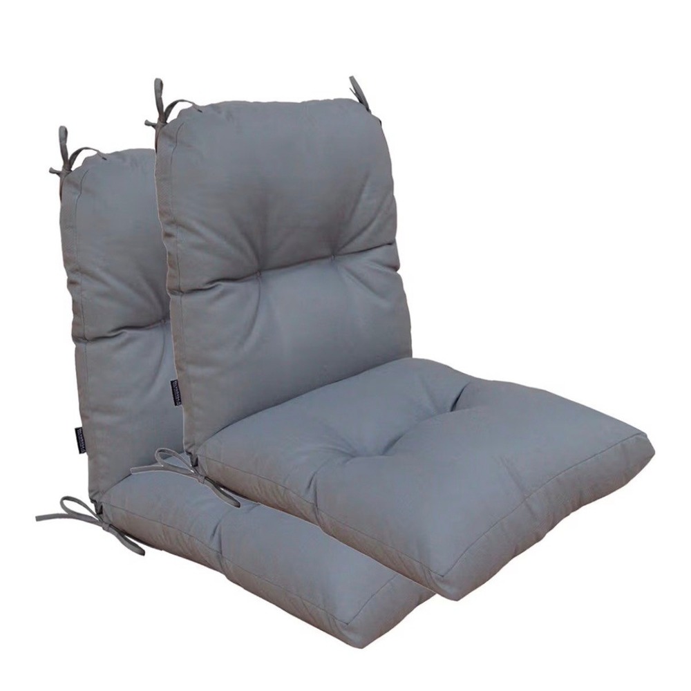 Set of 2 Outdoor Chair Cushions, Fade Resistant. Gray color